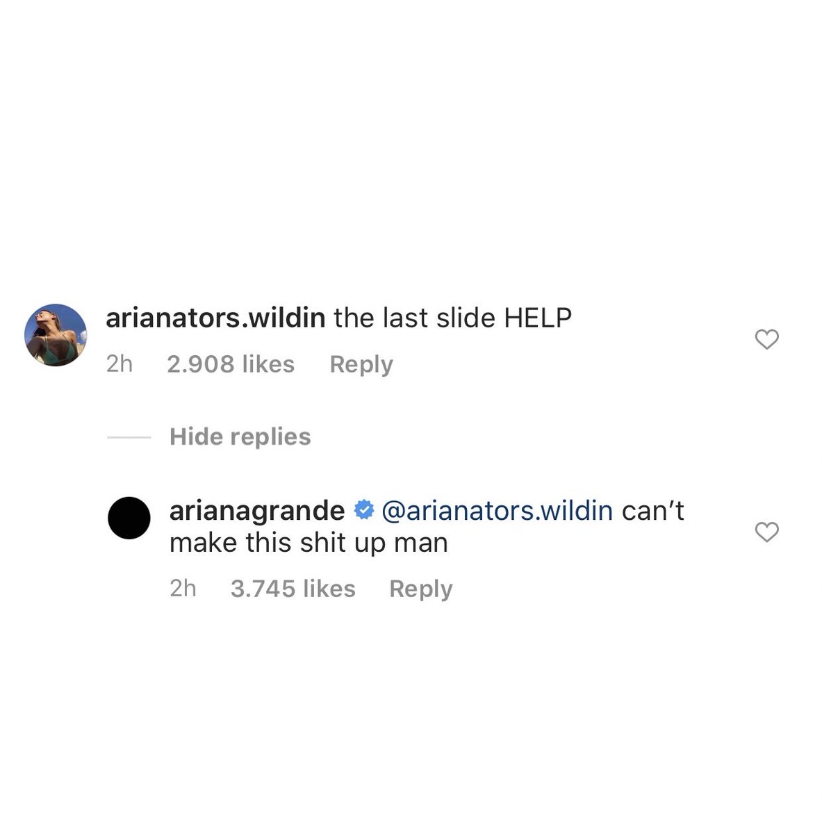 dreamboca's tweet photo. ARIANA REPLIED TO MY COMMENT SHUT UP IM CRYINF https://t.co/9hwYiJ8WHf