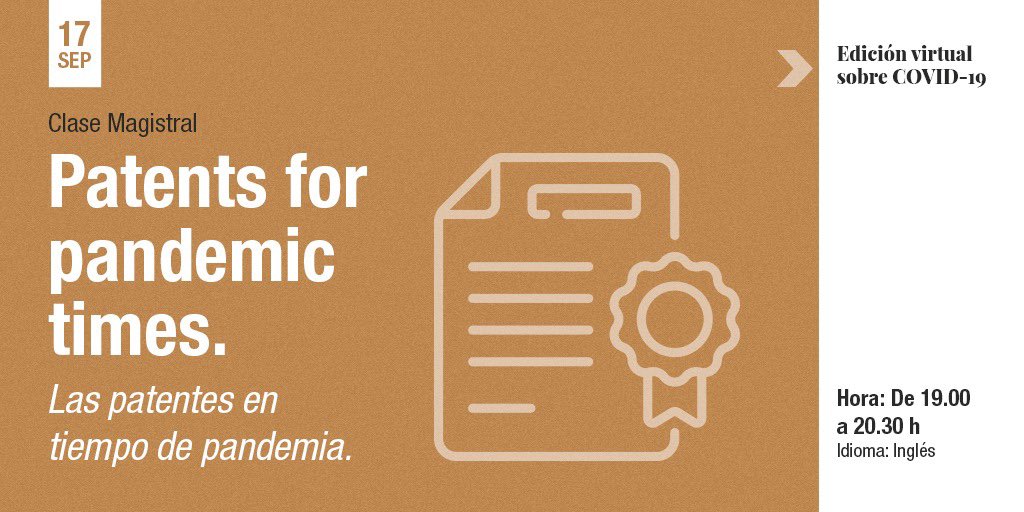 Escoladesalut's tweet photo. Será un placer contar con la participación de @ellenthoen para la conferencia magistral “Patents for pandemic times”.
Modera 👉🏻 Irene Bernal @noessano_org
🗓 17/09/20
⏰ 19.00h
🖥 Sesión online
Inscripciones 👉🏻 https://t.co/nm5g9ssP2q
#escolaCOnVIDa #emspvirtual https://t.co/NCEVoUh782