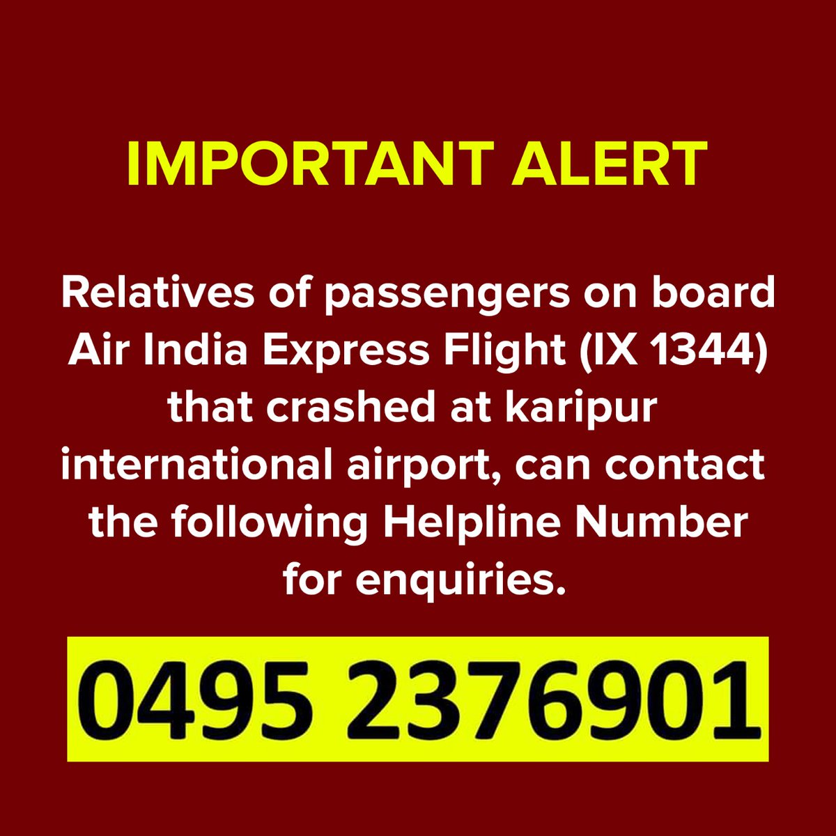 Saravan52786562's tweet photo. Helpline #AIExpressAccident
#Valimai #AirIndiaCrash
#1YearOfPrestigiousNKP https://t.co/jGrgRpj1a1