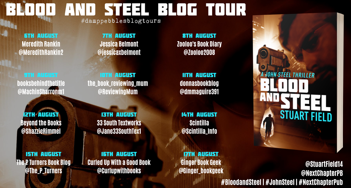 damppebbles's tweet photo. Many thanks to @jessicaxbelmont for hosting today's stop on the #BloodandSteel blog tour. On Saturday the tour stops with @zooloo2008. Make sure you don't miss it! @StuartField14 @NextChapterPB @DamppebblesBTs #NextChaperPub #JohnSteel #damppebblesblogtours https://t.co/Vl7WbbRQJ8