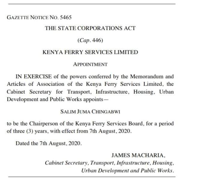 Taking this opportunity to Congratulate Senior SOBA Salim Juma Chingabwi for this appointment. May Almighty God be his guide. May God make morals, morality and integrity be his strength to make SOBA and wider Kenyan community proud. Ameen.