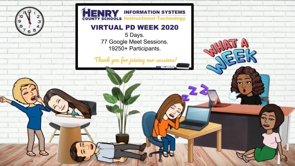 ITS_HCS's tweet image. Exciting week of 300+ virtual PD sessions for @HenryCountyBOE Ts! @ITS_HCS team had a busy week but it was fun &amp;amp; exciting to see each of you! What was your favorite session this week? @annarmstrong99 @hcs_itsracheal @bentonpalmer @juli_jgilbert @BrittanyWare12 @tbwyatt10