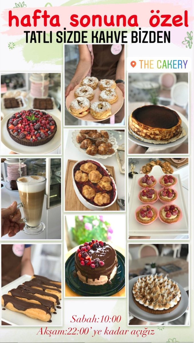 #Thecakery 'de hafta sonuna özel..
Tatlının yanına isteyeceğiniz kahveler bizden...

İNSTAGRAM: instagram.com/thecakerycafe 

Güzelyalı, 3002. Sk. No:1, 55270 Atakum/Samsun
maps.app.goo.gl/dve5TGpsBHHsLN…
