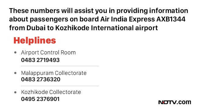 ndtv's tweet photo. Kerala Chief Minister Pinarayi Vijayan tweeted helpline numbers to assist relatives of passengers on board.

#KozhikodePlaneCrash https://t.co/wI0hlyHpzI