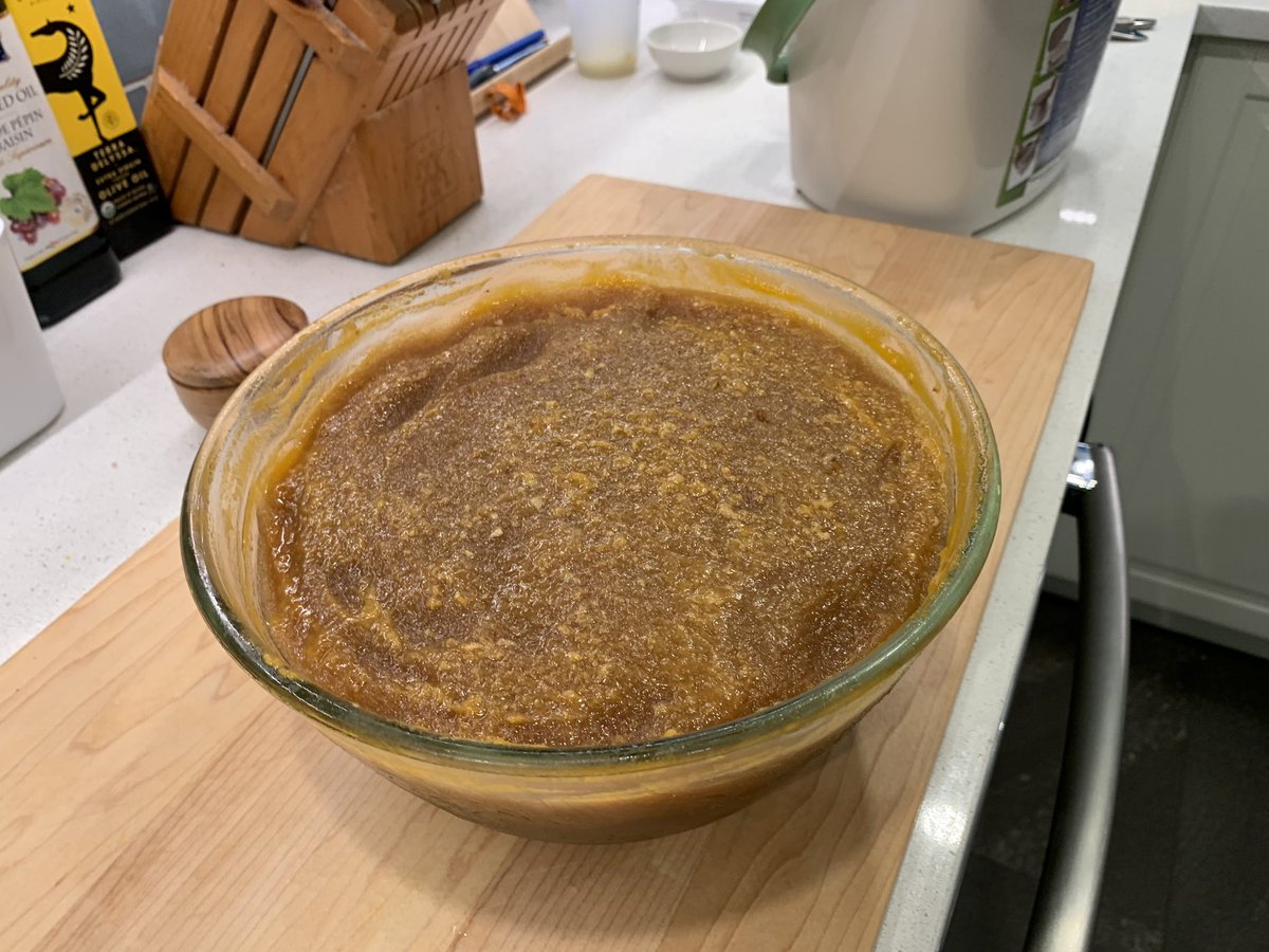 So. The fat is supposed to come away in solid, almost chocolate-like chunks. Instead it was more of a loose jam texture. And if you look at the bowl, you see there’s a “transitional layer” of fat mixed with liquid at the top.