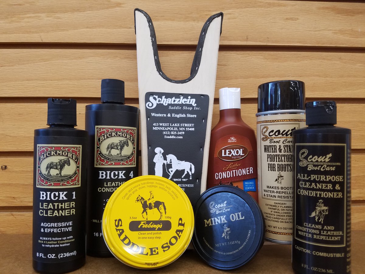 Saddle_Shop's tweet image. Make sure you're taking care of your boots! We have cleaners, conditioners, polishes and more from brands like Bick, Lexol, and Scout.

#bootcare #boots #bootjack #polish #lexol #saddlesoap #scout #scoutbootcare #leather #leathercare #minkoil #waterstainprotector