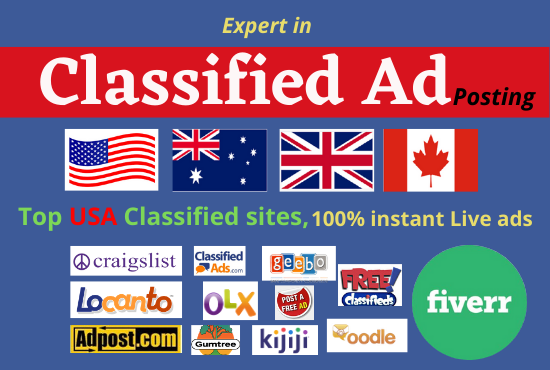I will do #classified #ad posting USA top rated sites
fiverr.com/share/L3Z4Ko

#USA  #competition
#influencer
#influencermarketing
#fridayfeeling
#MondayMotivation
#tbt
#wcw
#fiverr
#Trump 
#businesstips 
#BusinessOwner 
#businessgrowth
