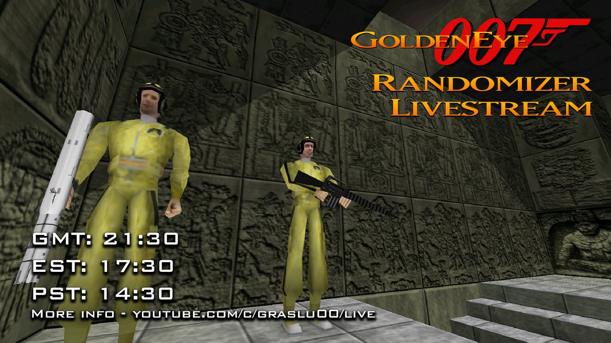 Graslu00's tweet photo. I'll be streaming one or two GE Randomizer ROMs tonight, see you there! - https://t.co/aXLnW5XnX0
#GE007 #GoldenEye007 #GE64 #GoldenEye #N64 https://t.co/mIZPySnOoT