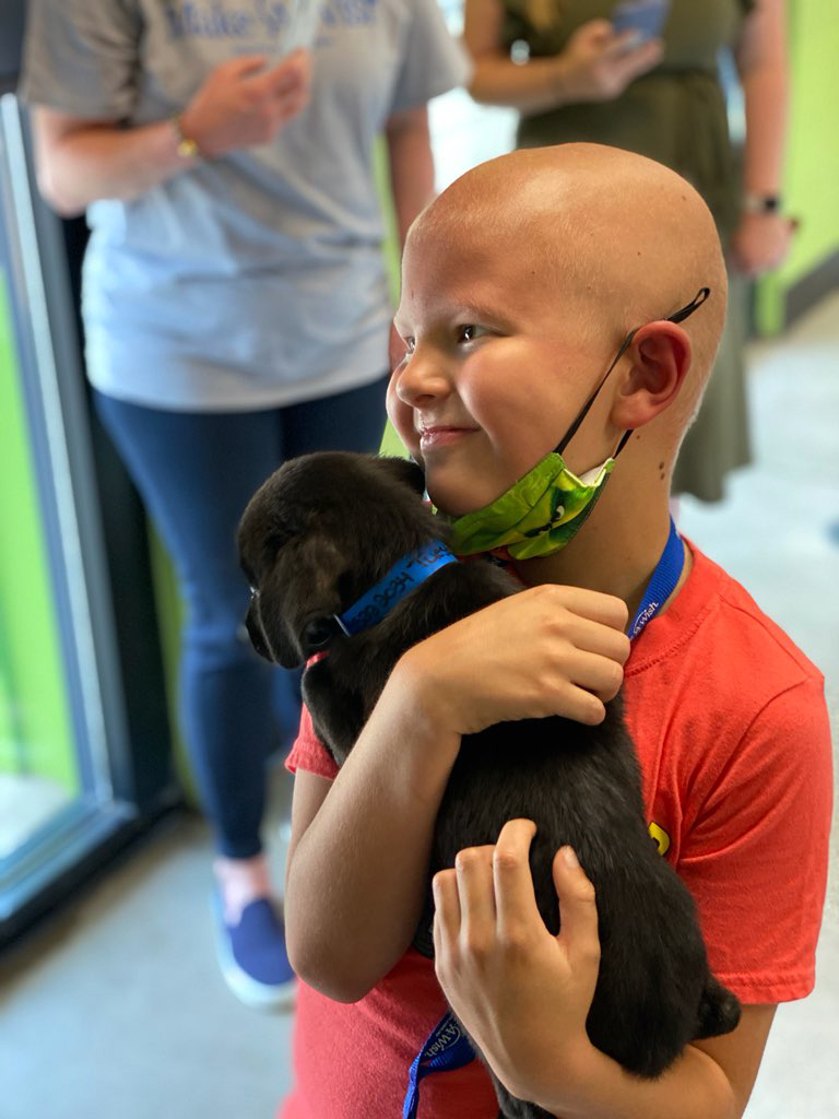 Sawyer's wish is granted! 🌟 A cancer diagnosis is scary.  At the @GvilleHumane he found the perfect companion, a black puppy he named Sparky. While Sawyer’s battle with cancer may continue for a while, he will gain immense comfort from his bond with Sparky.