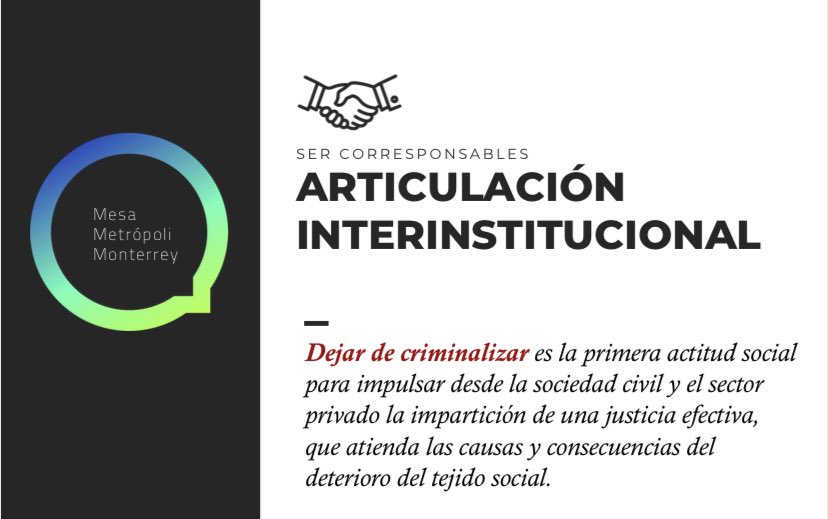 mayrae_hdez's tweet photo. Cómo cambiar el “discurso punitivo” de que los problemas de inseguridad se resuelven con cárcel: Fortaleciendo a las #UMECAS y asumiendo mayor #corresponsabilidad desde sociedad civil y sector privado.
Aquí mis reflexiones del Webinar organizado por @USAIDMX #JAVA @CDH_FLDM https://t.co/dSmcG9cSzR