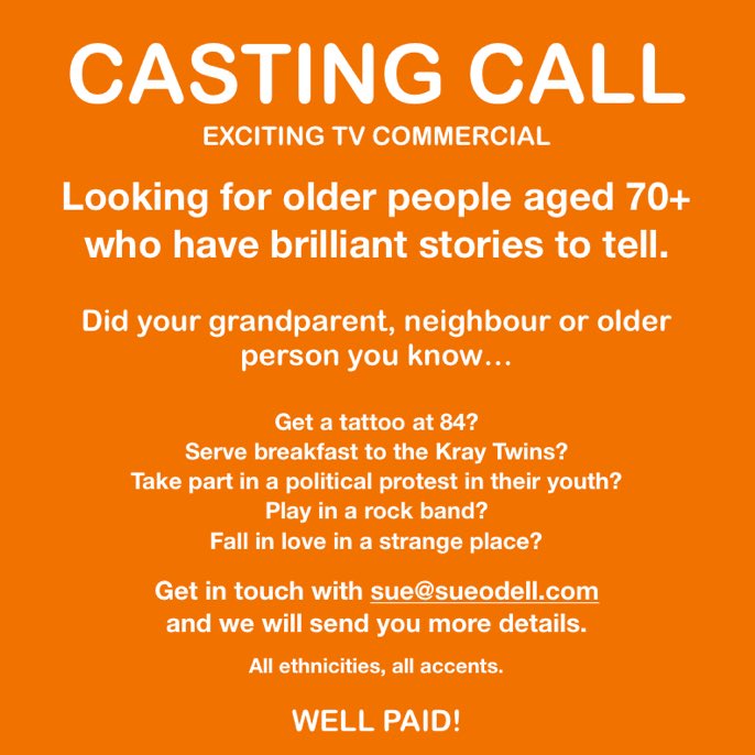 Contact <a href="/scorpioredhair/">Sue Odell CDG CDA</a> if you know anyone 70+ with stories to tell <a href="/Rajidazzla/">Rajinder Keohane</a> what about the amazing chap on your street ?