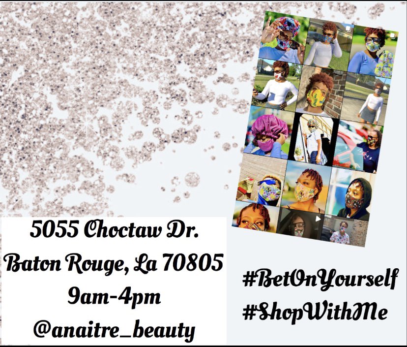 a_naitre's tweet photo. Wassup y’all ! 
📌Come shop with me tomorrow at 5055 Choctaw dr. ! 
I will have new arrival Bonnets, T-shirts, nails , iPhone cases and mask on hand today until 4pm tomorrow ! 🛍
#thebossbabesociete #bossladymindset #bizcoach #bossbabesociete #girlbosstribe #sheconquers https://t.co/9gLMaKfvSc