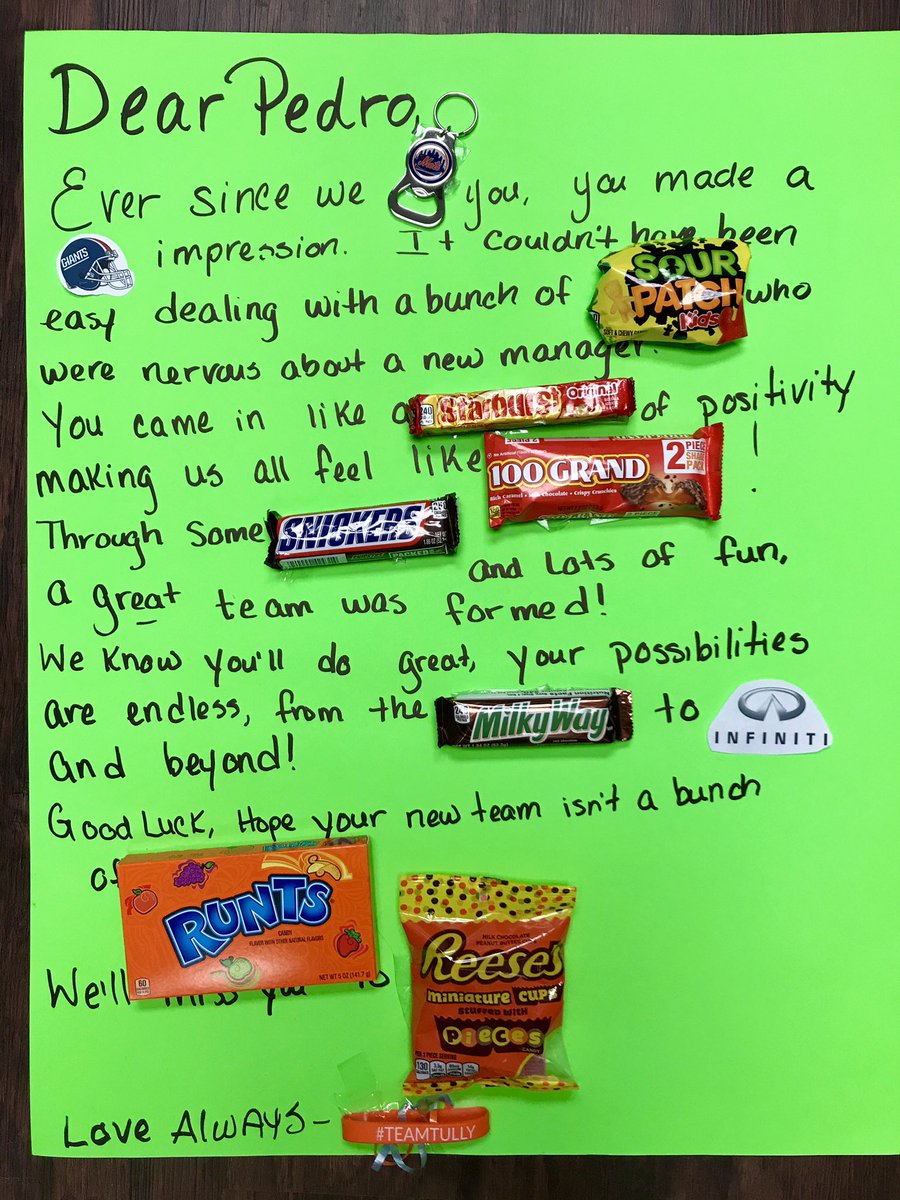 Laura Barron (@lbarron30) on Twitter photo Today we say goodbye to our Store Manager <a href="/pedroasantiago2/">Pedro Santiago</a>. It has been a pleasure working for you and you will be missed a Ton. Thank you for everything. You will always be a part of #Teamtully best of luck in your new store. <a href="/prettibri0981/">Sabrinah Armand</a> <a href="/sgewertz89/">Seth Gewertz</a> <a href="/Eddie_Colon1751/">Eddie@4163homedepot</a> Today we say goodbye to our Store Manager <a href="/pedroasantiago2/">Pedro Santiago</a>. It has been a pleasure working for you and you will be missed a Ton. Thank you for everything. You will always be a part of #Teamtully best of luck in your new store. <a href="/prettibri0981/">Sabrinah Armand</a> <a href="/sgewertz89/">Seth Gewertz</a> <a href="/Eddie_Colon1751/">Eddie@4163homedepot</a>
