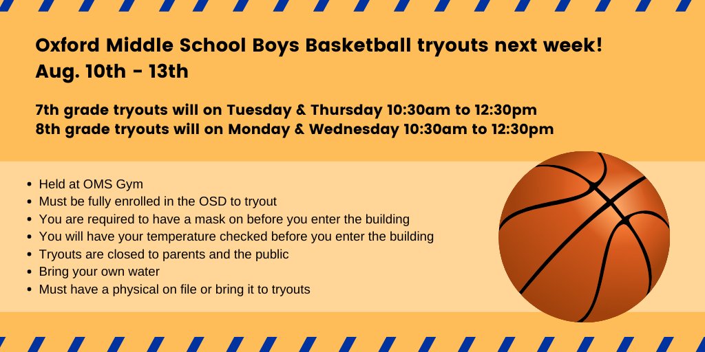 Oxford Middle School (@osd_oms) on Twitter photo <a href="/OSD_OMS/">Oxford Middle School</a> Boys Basketball tryouts next week! <a href="/OSD_OMS/">Oxford Middle School</a> Boys Basketball tryouts next week!
