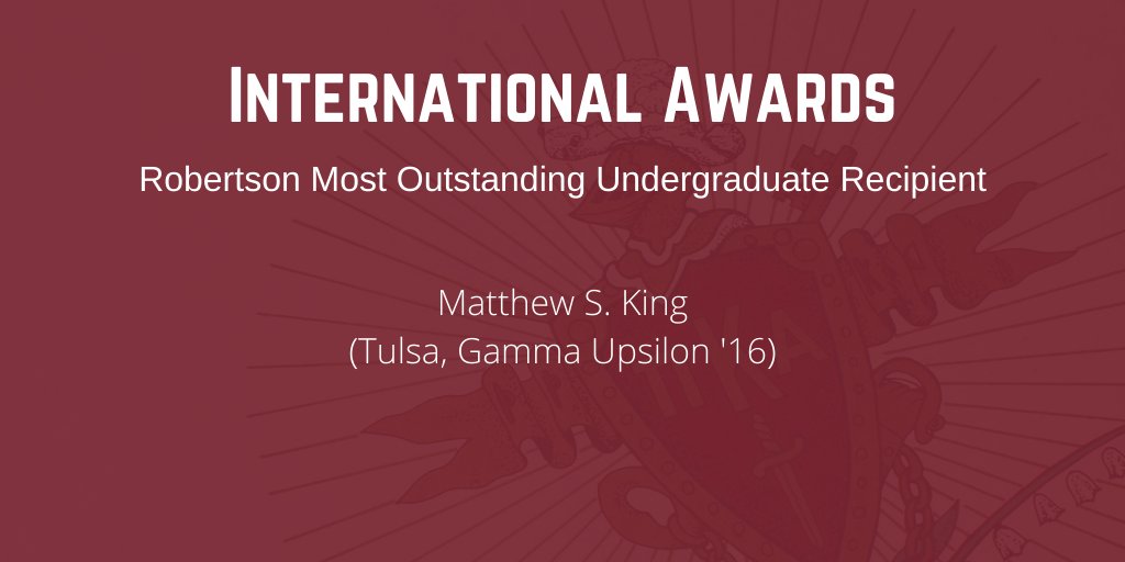 PiKappaAlpha's tweet photo. Congratulations to the 2020 Robertson Most Outstanding Undergraduate Matthew King (@TulsaPikes)! #PiKappaAlpha https://t.co/ZHq3970cAU