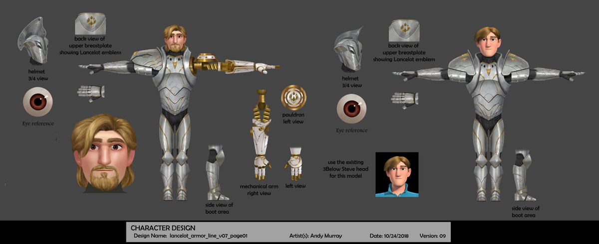 Armored Steve! Lancelot! They were fun to work on. Figuring out and explaining elements like Lancelot's arm is the most satisfying aspect of line tasks. Also, he has a sword, and I liked making the sword.