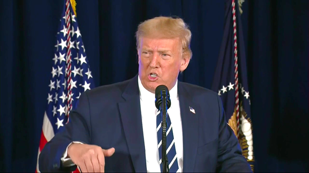 Asked about foreign threats to the integrity of the 2020 Election, Pres Trump says 'the biggest risk' is mail-in ballots. Says it's much easier for adversaries to forge ballots. That's 'one of the things we'll have to look at,' he says.