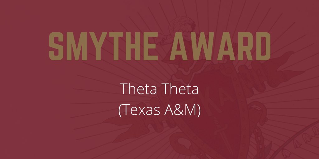 Congratulations to <a href="/Aggie_Pike/">Texas A&M PIKE</a> (Texas A&amp;M) on their second consecutive Smythe Award! #PiKappaAlpha