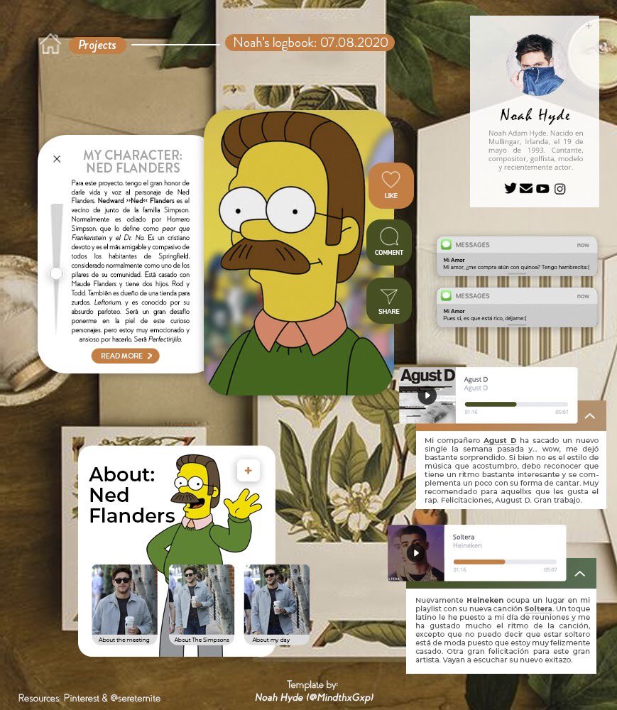 👨—; 𝙉𝙚𝙬 𝙋𝙧𝙤𝙟𝙚𝙘𝙩: 𝙏𝙝𝙚 𝙎𝙞𝙢𝙥𝙨𝙤𝙣𝙨…

Estoy muy contento de anunciar que soy parte del elenco de la serie The Simpsons y le daré voz al gran Ned Flanders. Ya estoy ansioso por esto. Se viene algo grande.

#TheSimpsonsRP
#FiebreAmarilla
#AgustDRP
#NoahEstaDeModa