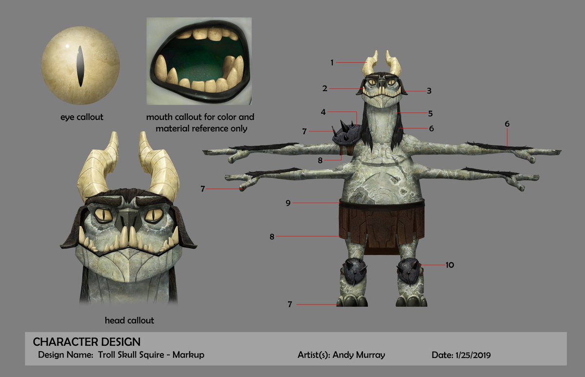 A new troll! I don't want to say too much about him, but he's important to the story. He was also a blast to work on. Original design long ago by Headless Productions, but you can see how much I got to add to the design.