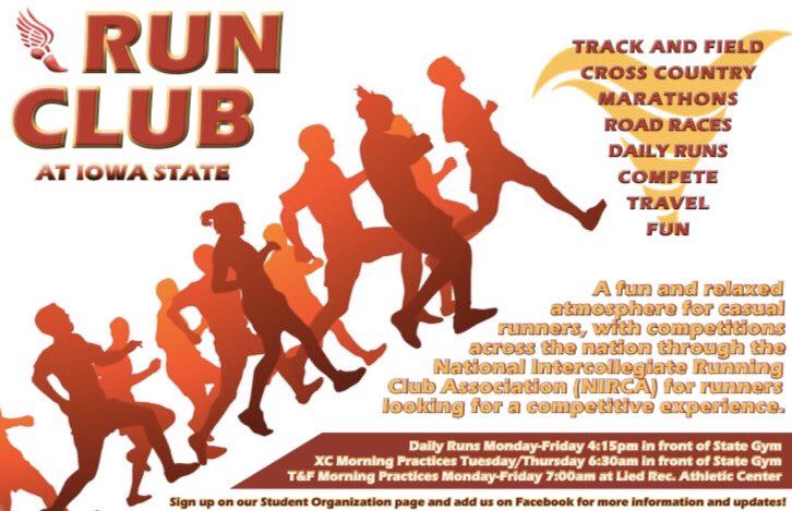 Run_ISU's tweet image. Our club is excited to be back on campus and welcome back our current and future members. Please share so we can grow our running family.