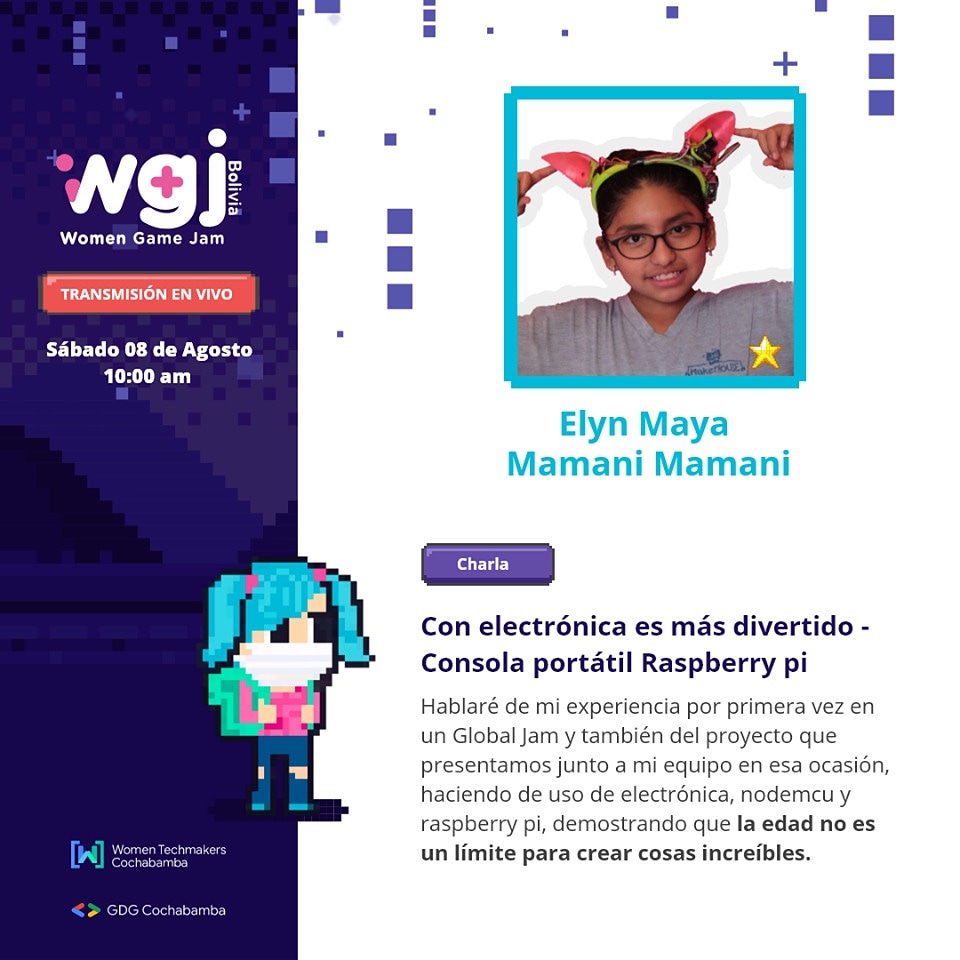 MakerMayita's tweet photo. Este sábado 8 de agosto se viene un evento súper cool, donde estaré hablando de 2 temas que me encantan muchísimo: electrónica y videojuegos... XD https://t.co/zyMbCgeeVc