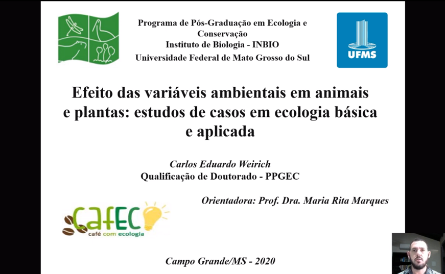 zaiortega_'s tweet photo. Carlos Eduardo Weirich is presenting his PhD qualification -about the influence of abiotic variables on animal and plant ecology- at the #cafeco #ufms #ppgec
🎥https://t.co/I1VnANTgbG https://t.co/E3mgmjQF3Q