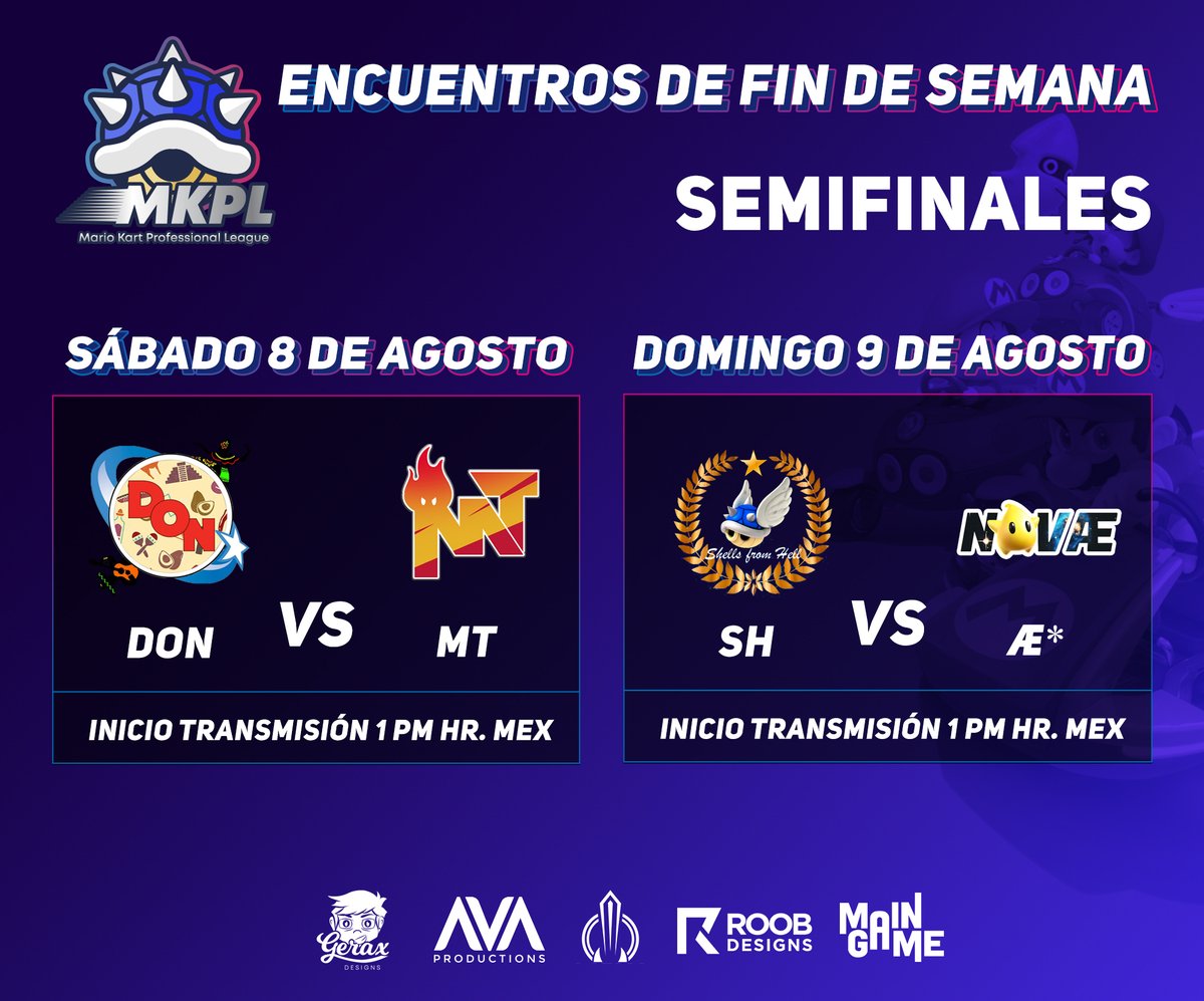 LATAMChamp's tweet photo. ¡Tenemos sábado y domingo de semifinales! 
Pero antes de estas, habrá un Free for all🍄

@MK8DON 🆚 @MushroomTeamMK 
@ShellsFrom 🆚 @Novae_MK 

#MK8D https://t.co/1ZL7lfJIJX
