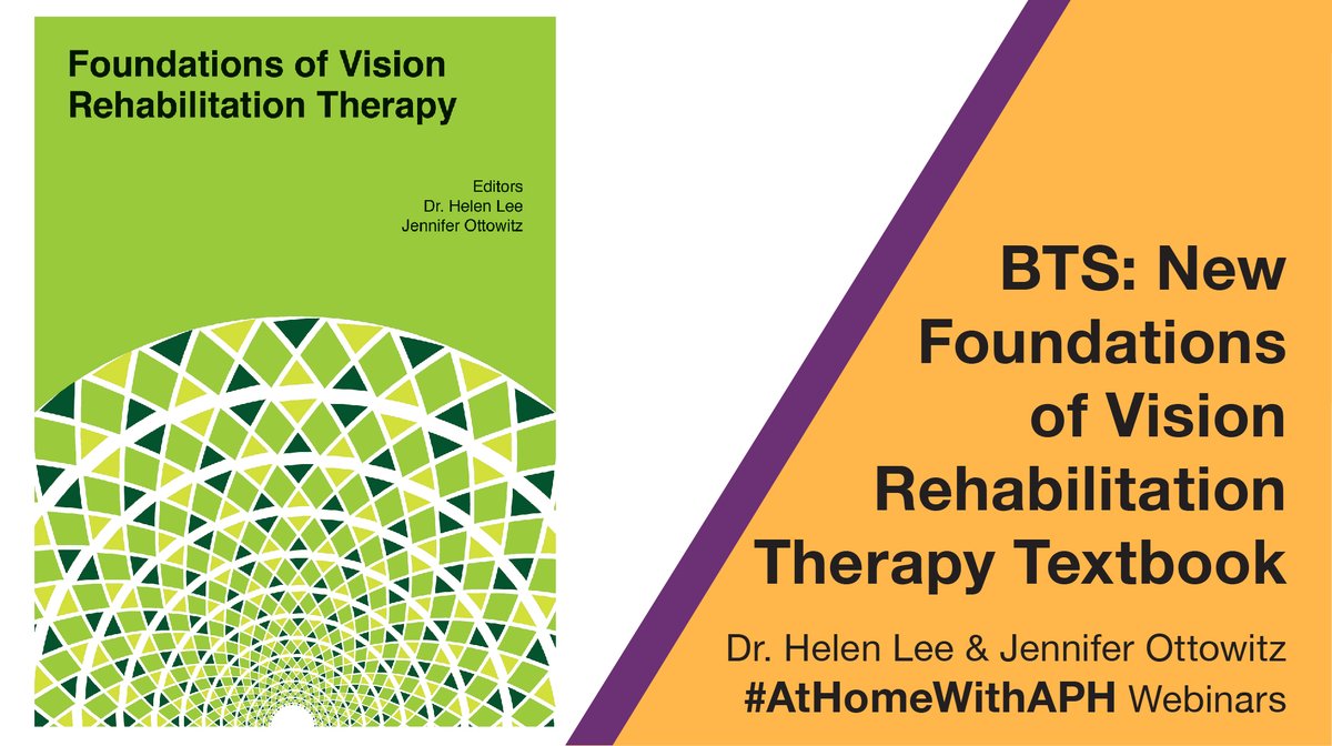 APHfortheBlind's tweet photo. One of our much-loved press books is getting an update! Join us to learn all about the second edition, now called Foundations of Vision Rehabilitation Therapy! Monday, August 10th, 2020 from 1:00 – 2:00 PM ET. Register here: https://t.co/rCF0xiUGT4 #AtHomeWithAPH #APHPress https://t.co/MwVWd0bM8X