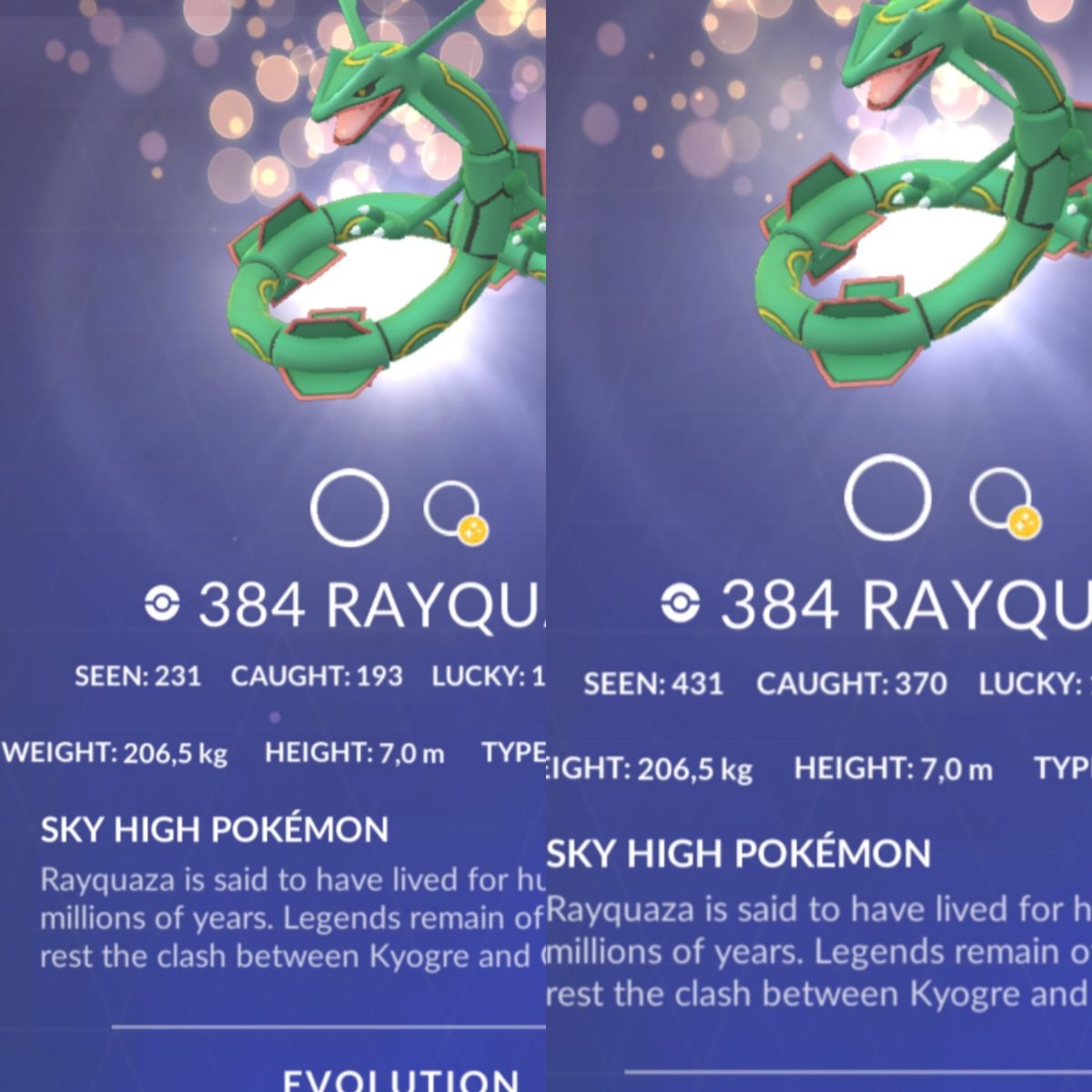 RuiMiguelPOGO's tweet photo. Dragon's Week is over. Did exactly 200 Ray Raids. Not the best results but I still managed to get some shinys 😁 Let's pray on the Lucky Trades 🤞

- 200 ⚔
- 10 ✨
- 0 💯
- 4 wild ✨

How was your week? Did you ever seen Deino 👀?

#DragonWeek2020
#PokemonGOraid https://t.co/JWr28bRdHX