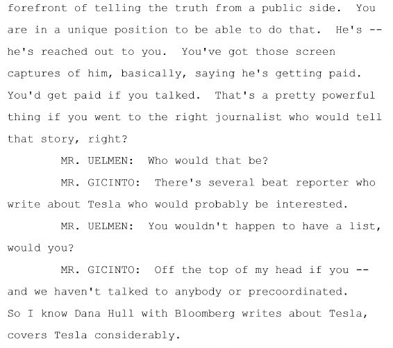 BTW, how bad is Linette Lopez's anti-Tesla obsession? That the Tesla people tell Uelmen that if he wants to get the truth about what Marty told him out, since Linette won't print it, he could contact....  @danahull , that she might set the record straight ;)