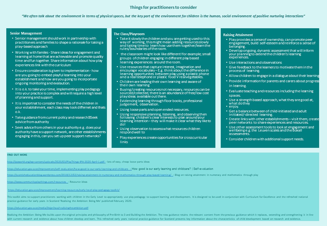 Inverclyde_EPS's tweet photo. Not long now until the holidays are over 😎 so we thought it would be a good time to share some information about Play Pedagogy in Practice
🤸🤾🎨🍁🌈☔👦👧 
Check out some of the links we have mentioned!

PRINTABLE COPY: https://t.co/x0nr2o3tLt https://t.co/qbdcja46Te