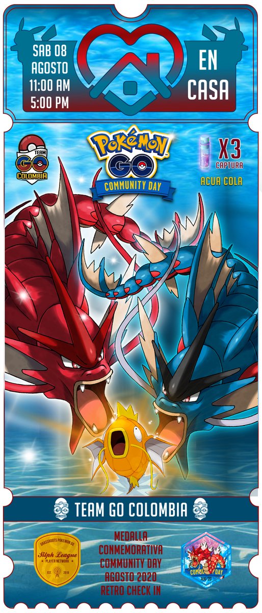 teamgocolombia's tweet photo. 🗓️Mañana #Magikarp será el protagonista del #PokemonGOCommunityDay de agosto.

Disfruta el evento junto a un bono X3 de polvos estelares por captura, inciensos de 3 horas, investigación especial, Caja con MT Élite de ataque cargado, instantáneas y mas!

¡Mucha suerte!😊🐠💧✨ https://t.co/FGKbYiJf4y
