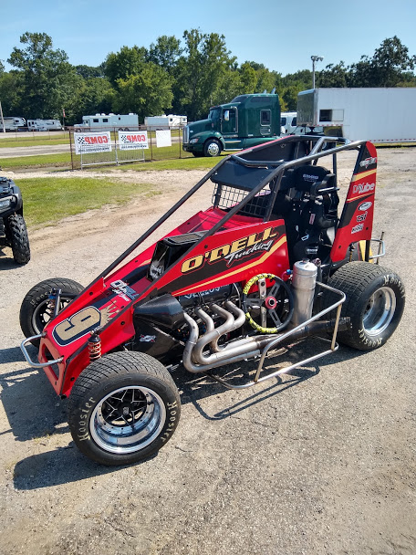 Making his first ever start in a Midget #9x Mason Campbell pulls into I-55 Speedway