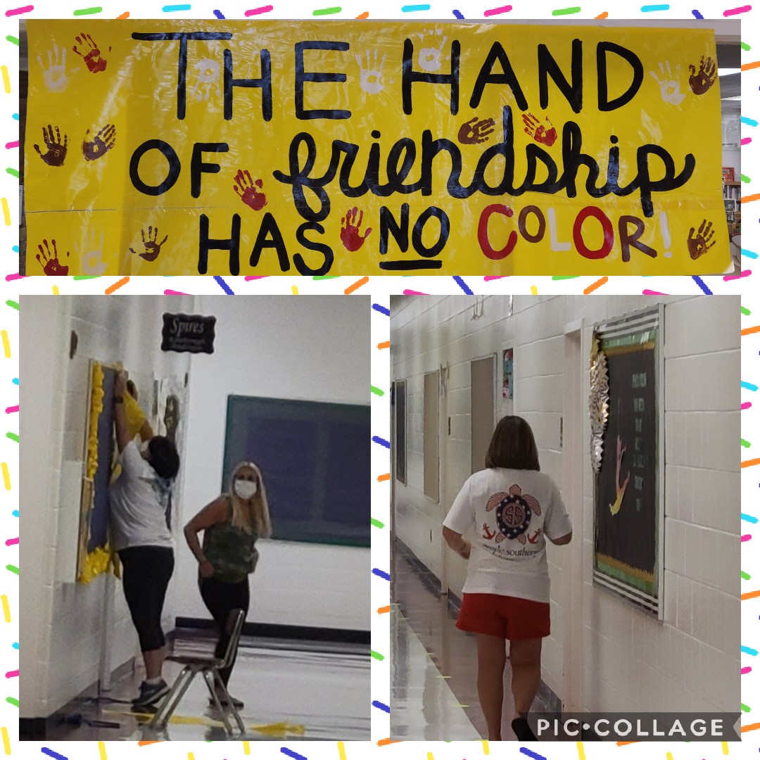 CynthiaSJewell's tweet photo. I found this sign and teachers busy prepping for Day One @OES_HCS @CavinAmandacav @trg_gator @HenryCountyBOE #CourageousCourageHCS #ExpectExceptional #WeHaveThisHCS #BetterTogether https://t.co/BdUx4FVpGU