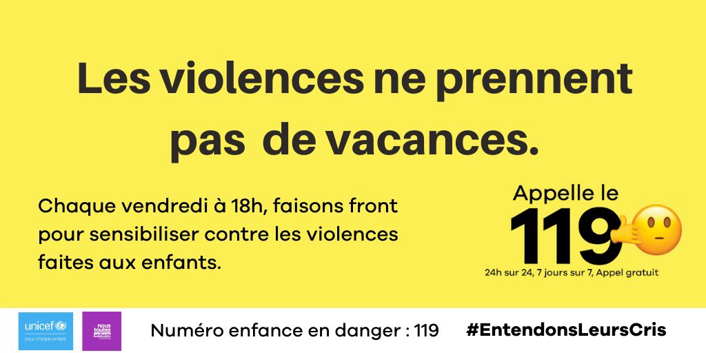 NousToutesOrg's tweet photo. .@UNICEF_france et @NousToutesOrg appellent à maintenir la vigilance sur les violences faites aux #enfants. 

L’été aussi, des enfants sont victimes de violences. Ensemble, faisons front contre les violences faites aux enfants. #EntendonsLeursCris 🗣 https://t.co/B2ssgzkSuX