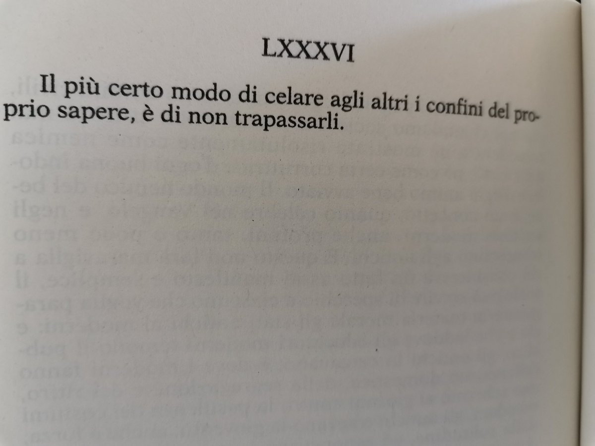 86th thought is a real wisdom pearl  @paulportesi: "The safest way to conceal to the others the limits of your own knowledge is not trespassing them." 31/n