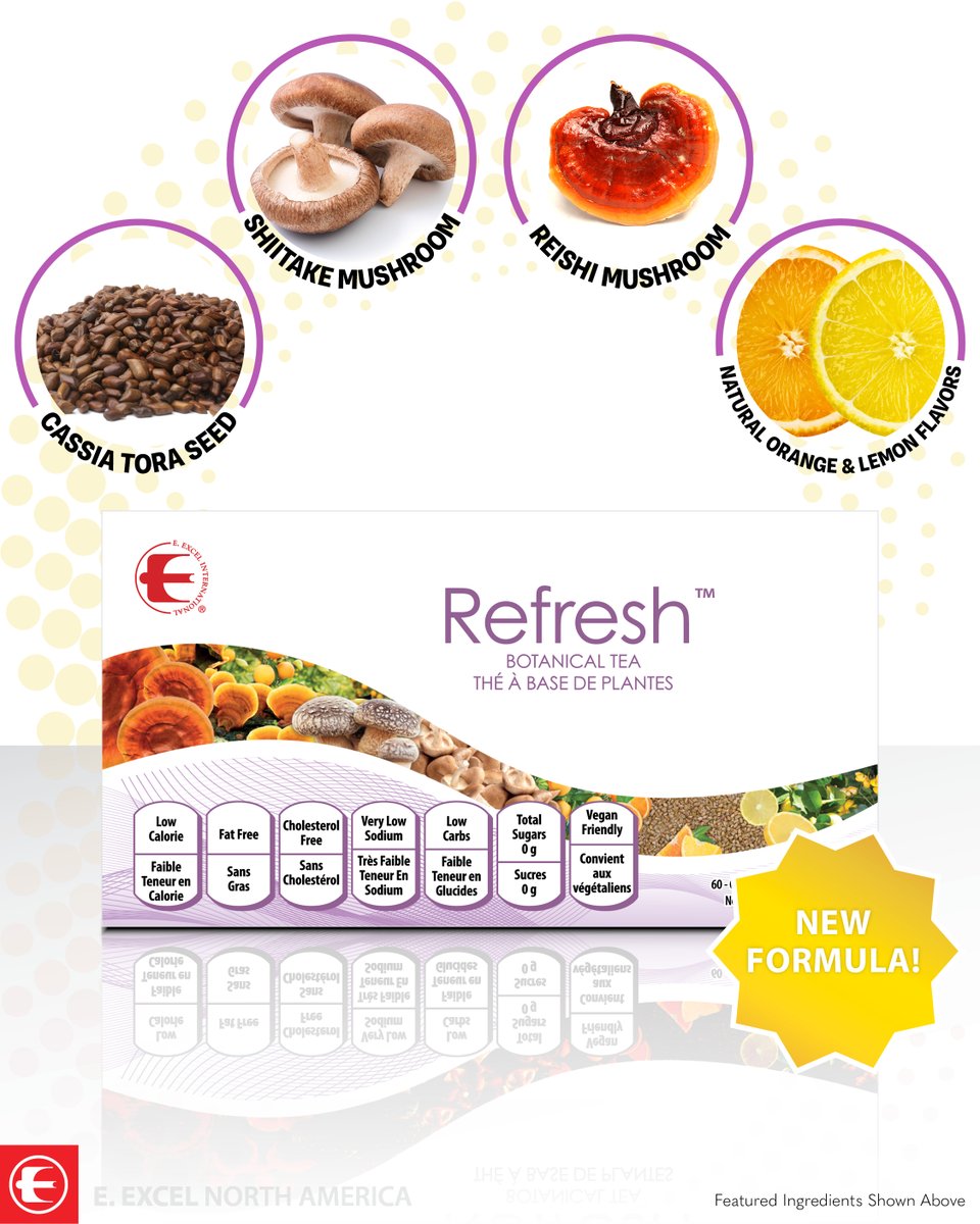 eexcelna's tweet photo. Refresh’s™ delicious new botanical formula is made with the ingredients Cassia tora seed, Shiitake mushroom, Reishi mushroom, and natural citrus flavors. Everyone Is loving the new taste! Spread the exciting news!
#EexcelNA #EexcelCares #ShareEexcel #AlwaysEExcel #botanical https://t.co/UrBh3A8eMm