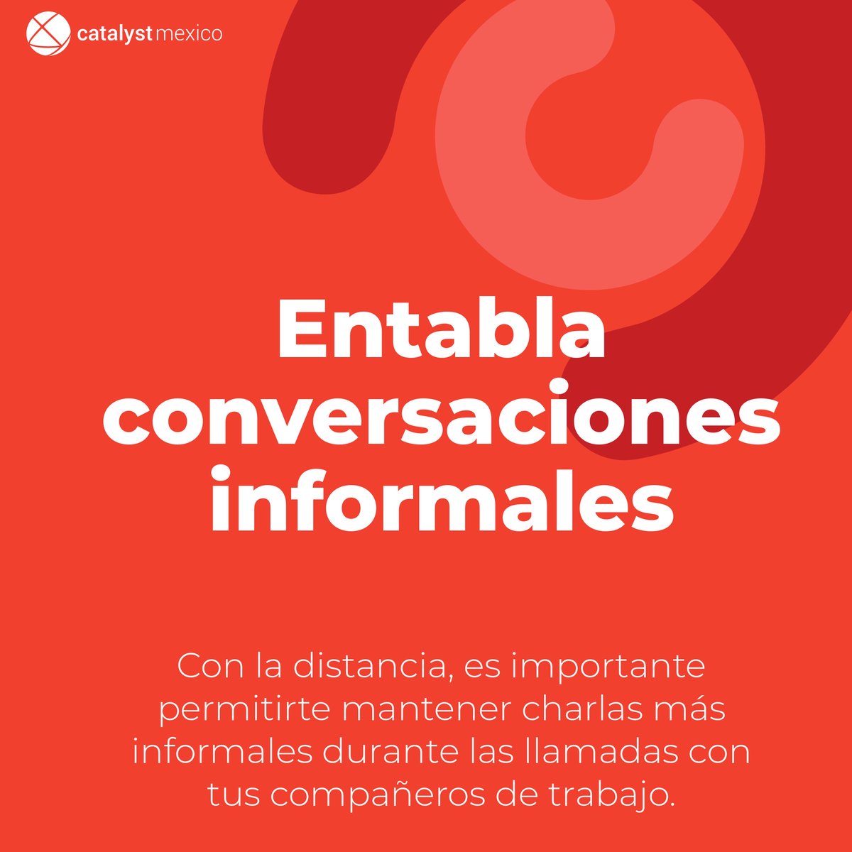 CatalystMX's tweet image. Con estos 3 pasos mantendrás la comunicación y la unión de equipo a tope 🔝

No dejes que el distanciamiento social afecte a tu equipo. Nuestros team buildings virtuales están diseñados específicamente para equipos remotos💻

#teambuilding #trabajoremoto #equiposremotos