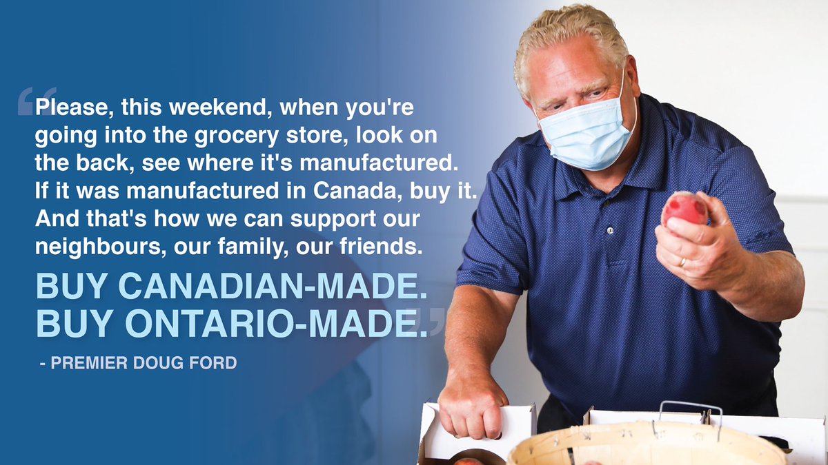 fordnation's tweet photo. When you’re shopping this weekend, look to see if you’re buying made-in-Ontario products! 🛒 

This is the BEST way to support our local economy in our recovery. 

Share your favourite #madeinOntario products below ⬇️ https://t.co/5WKhiG6aXP