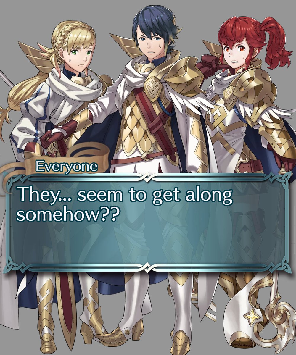 FehGodly's tweet photo. Some things just never change!
#FE #FEH #FE14 #FireEmblemFates #FireEmblem #FireEmblemHeroes #Xander #Veronica #Alfonse #Sharena #Anna #FEXander #FEVeronica #FEAlfonse #FESharena #FEAnna https://t.co/UAciSXvnzf