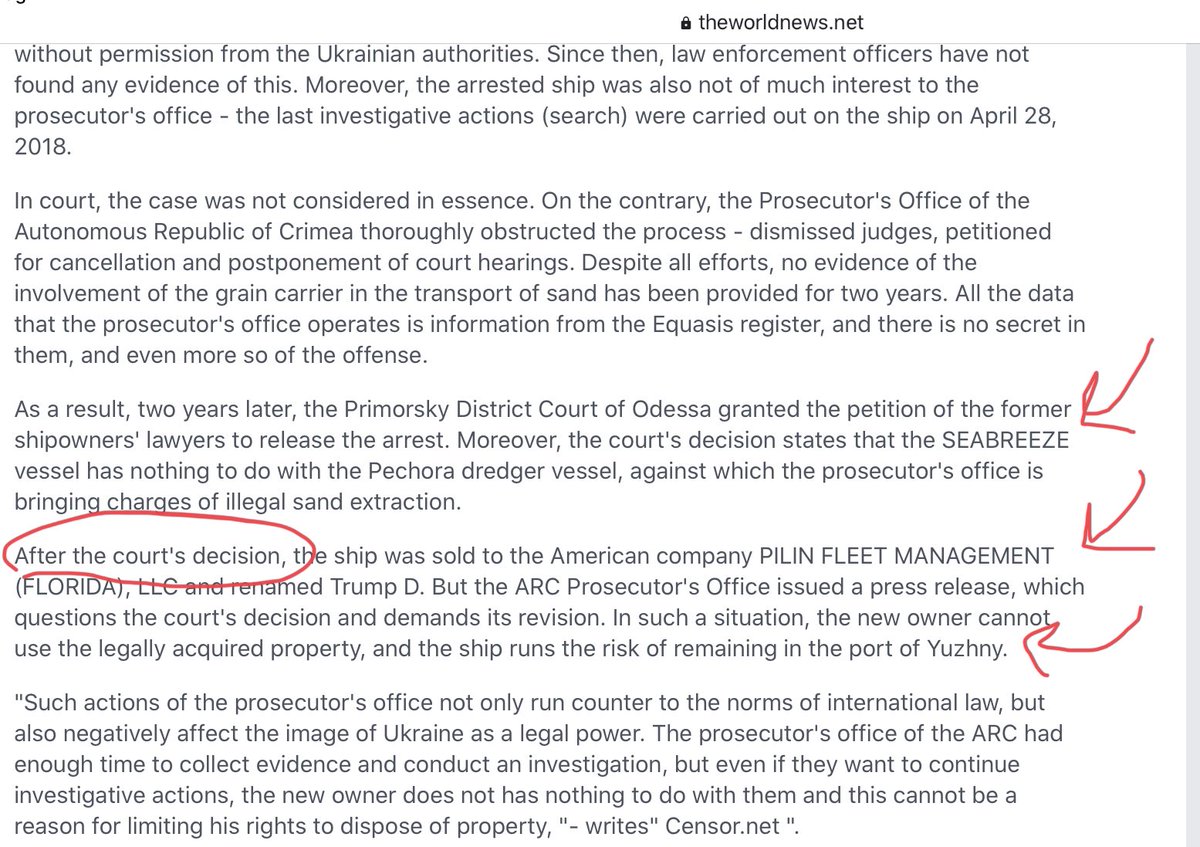 Well it’s a big hole for sure  @LincolnsBible  @RachelSlade1 Ukraine held the ship that b/c they thought it had taken sand from the Crimean Sea. They held the ship during the investigation and deemed them NOT the ship in Question after 2 years.However,1/THREAD  https://twitter.com/saysdana/status/1291835003995750400