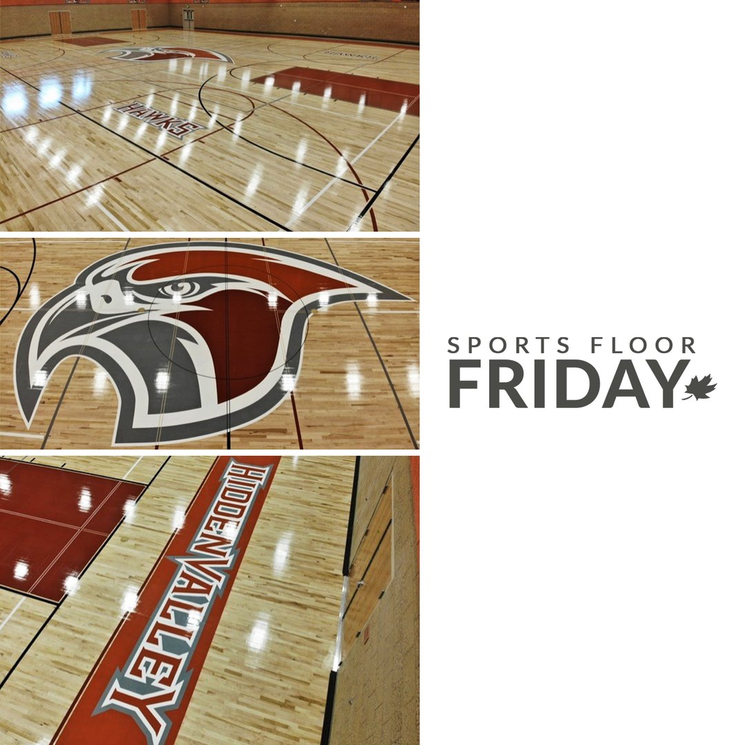 Hidden Valley Middle School's Hawk takes center court—a bold logo set off by natural variations in the maple court. #SportsFloorFriday

Install: Comflors, Inc. 
System: 12,000 SF Action ChannelFlex Ultra NR bit.ly/3kpxaYo