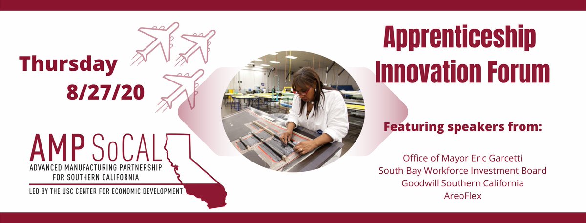 AMP_SoCal's tweet photo. In response to manufacturers' need for a smart workforce tailored to each company's unique success, AMP SoCal is hosting our first Apprenticeship Innovation Forum on THU, August 27, 2020! Learn why you should attend and register here: https://t.co/jLmgyegD9l
#ampsocal #workforce https://t.co/IV4Fsykjad