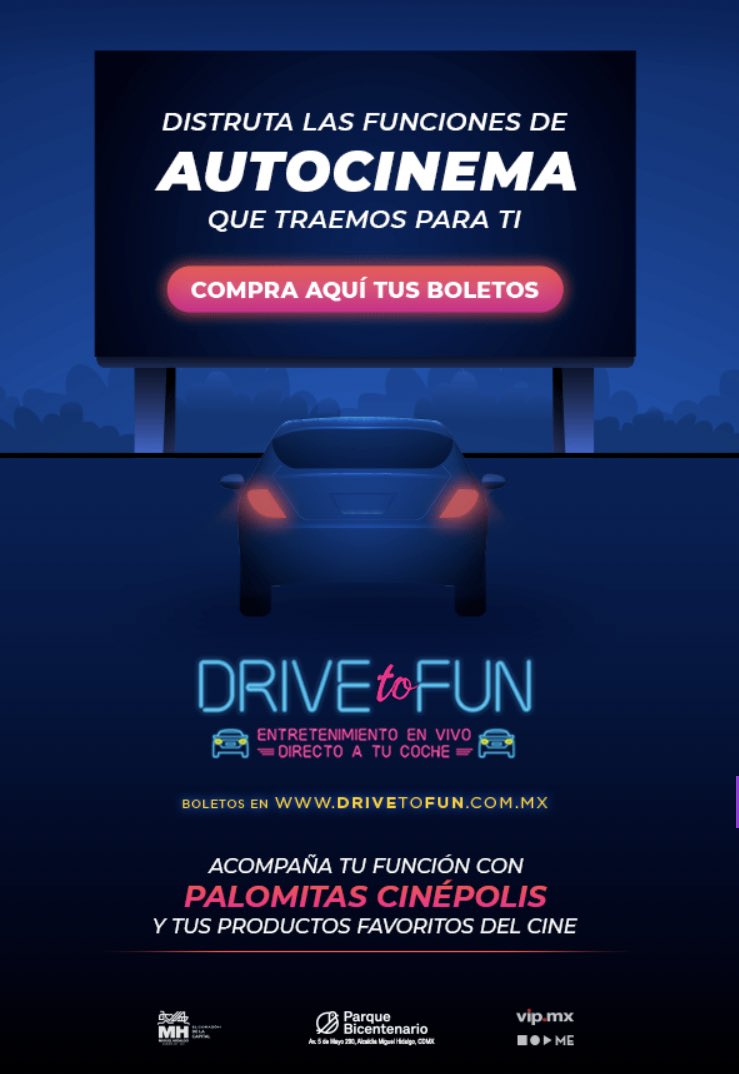 TuSpoilerMx's tweet photo. 🚗 @Cinepolis abrirá su autocinema en el Parque Bicentenario con la experiencia #DriveToFun 🍿🥤
https://t.co/nxKfi2zrQP https://t.co/FDUJj9T698