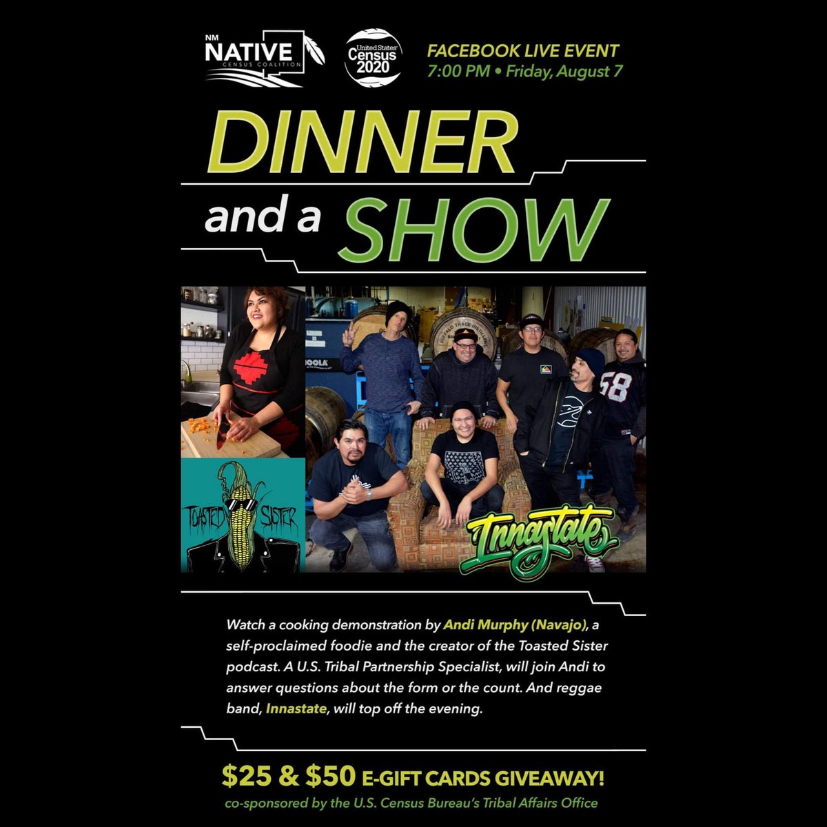 andimurphy's tweet image. Tonight at 7 p.m. MT! On the "New Mexico Native Census Coalition" Facebook page! Do your Census!
#multimediaWITCH #ToastedSister #homecook #homecooking #QuarantineAndCook #QuarantineDeliciously #2020Census