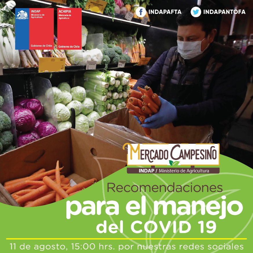 indapantofa's tweet photo. Toda nuestra comunidad esta invitada a la capacitación virtual "Recomendaciones básicas para el manejo del #Covid19" orientada a nuestros #MercadosCampesinos para el manejo de productos agrícolas. Será dictada por #Achipia este próximo martes 11 de agosto, vía Zoom.
🌱❤️🤓 https://t.co/1JsDNWNTeI