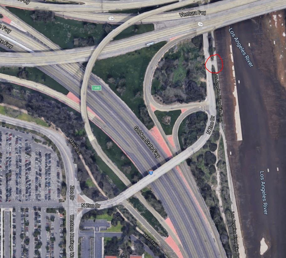 While the northern section was closed this was the furthest you could get. Who doesn't want to cross ramps for two different freeways to get into a park? (3/11)