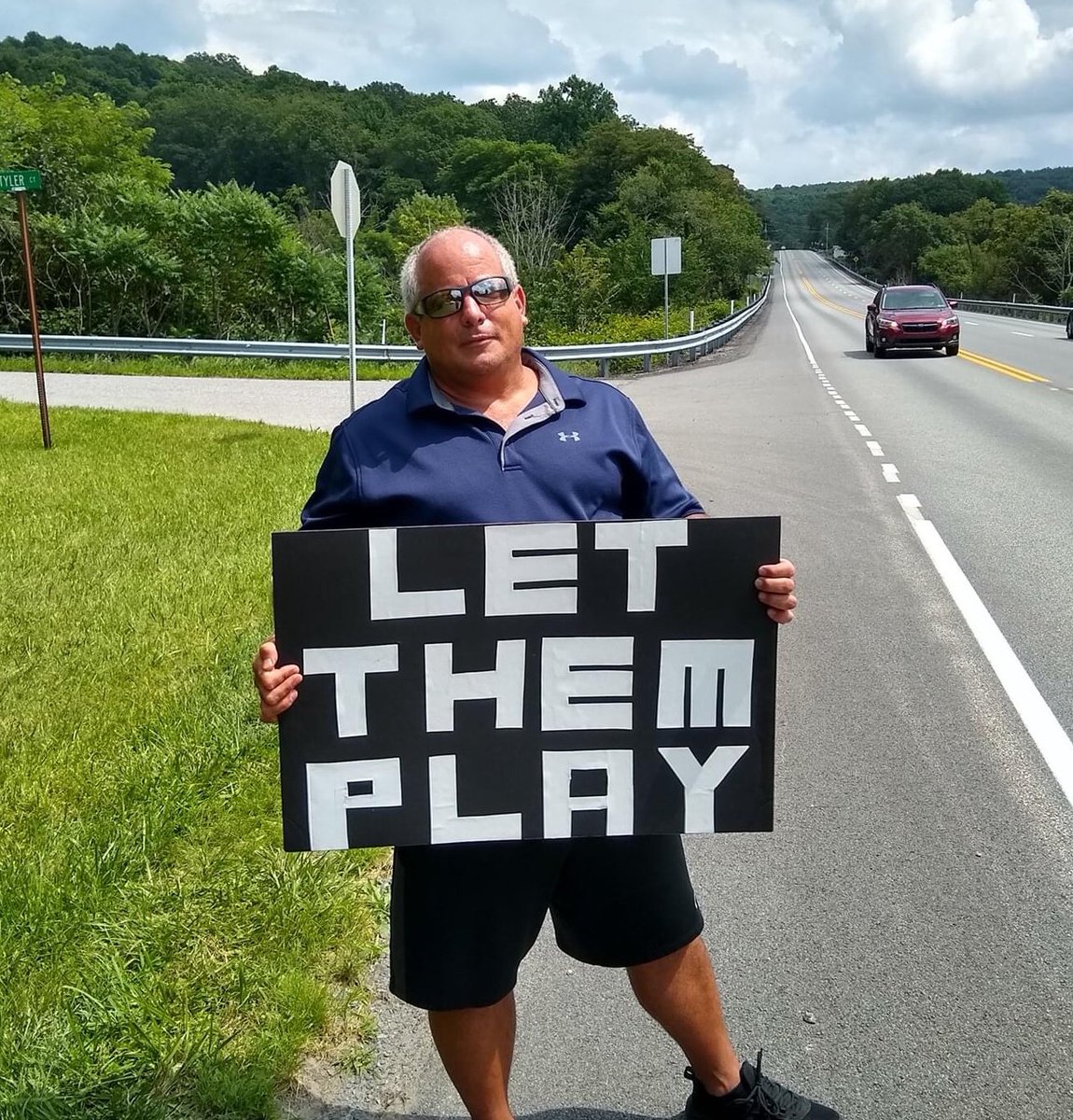rhsfootball's tweet photo. Coach Mangus showing his support for our players today. #LetThemPlay https://t.co/J6P0I2raOq