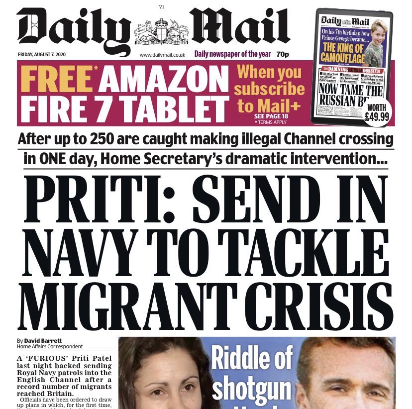 paul__johnson's tweet photo. -55,000 dead in Pandemic
-Economy shredded
-Unemployment about to soar

-But look: migrants https://t.co/u15zb5KPAq